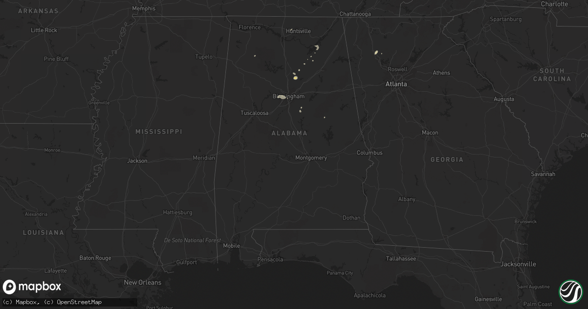 Hail map in Alabama on September 9, 2015