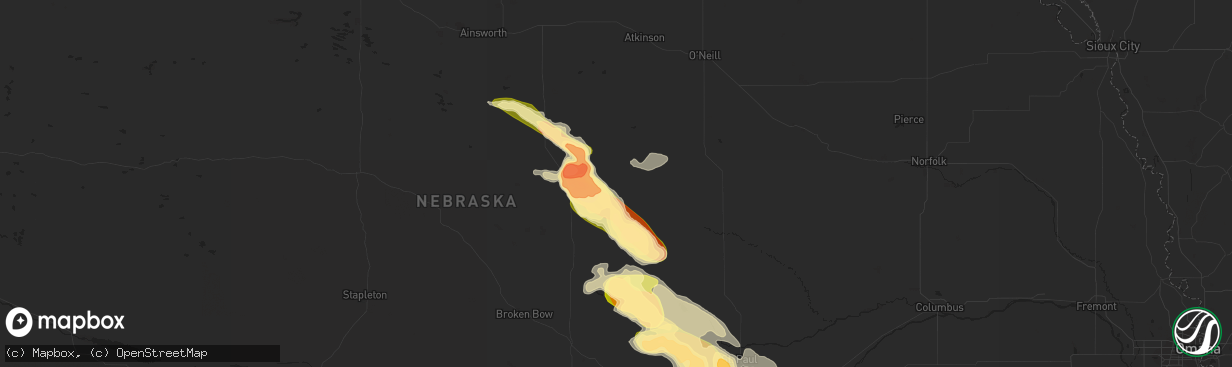 Hail map in Burwell, NE on September 9, 2015