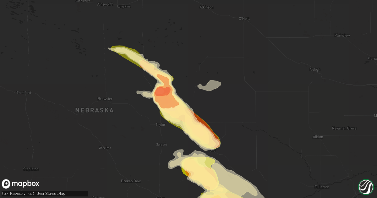 Hail map in Burwell, NE on September 9, 2015