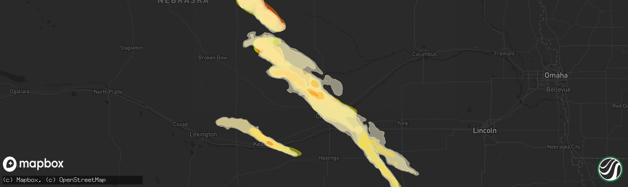 Hail map in Dannebrog, NE on September 9, 2015