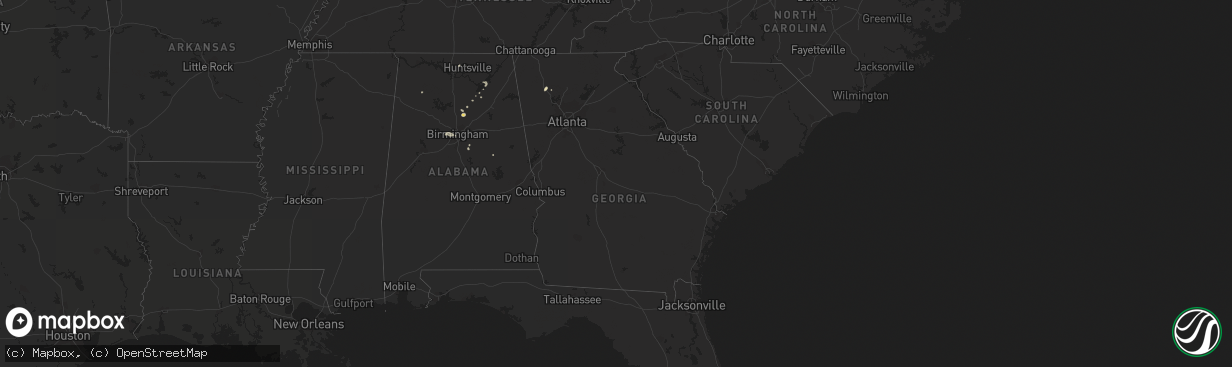 Hail map in Georgia on September 9, 2015