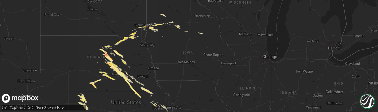 Hail map in Iowa on September 9, 2015