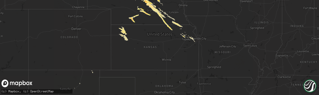 Hail map in Kansas on September 9, 2015