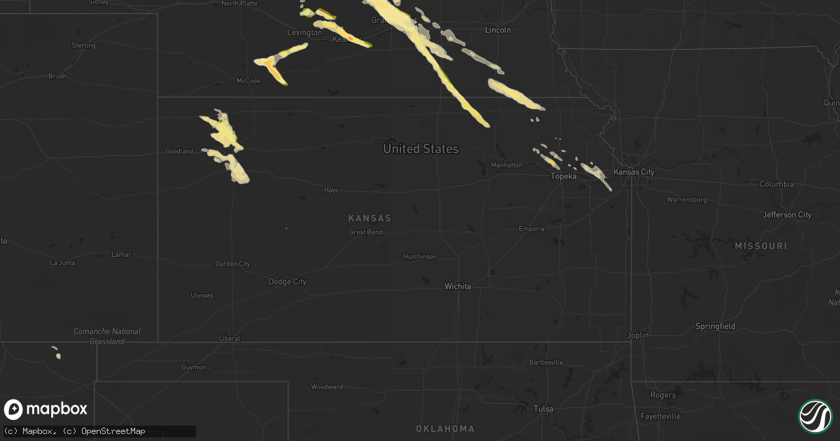 Hail map in Kansas on September 9, 2015