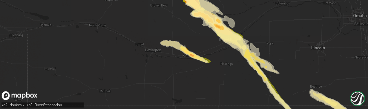 Hail map in Kearney, NE on September 9, 2015