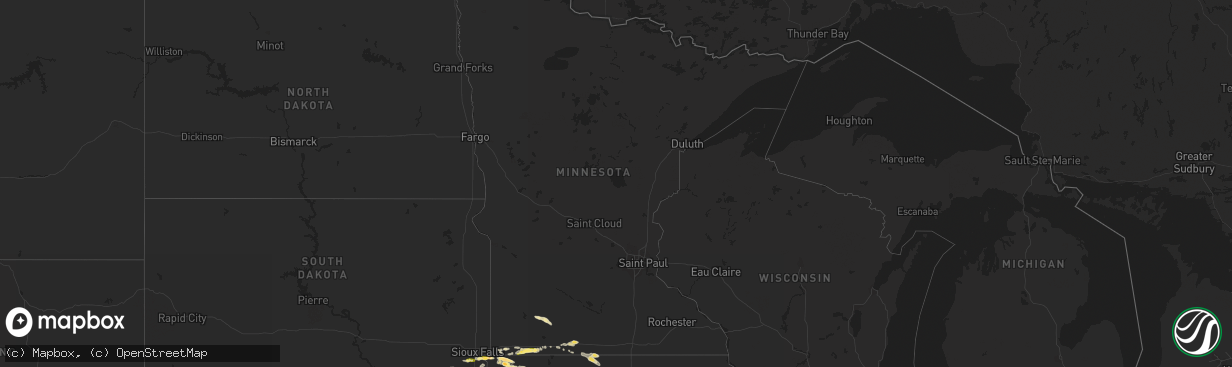 Hail map in Minnesota on September 9, 2015