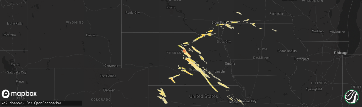 Hail map in Nebraska on September 9, 2015