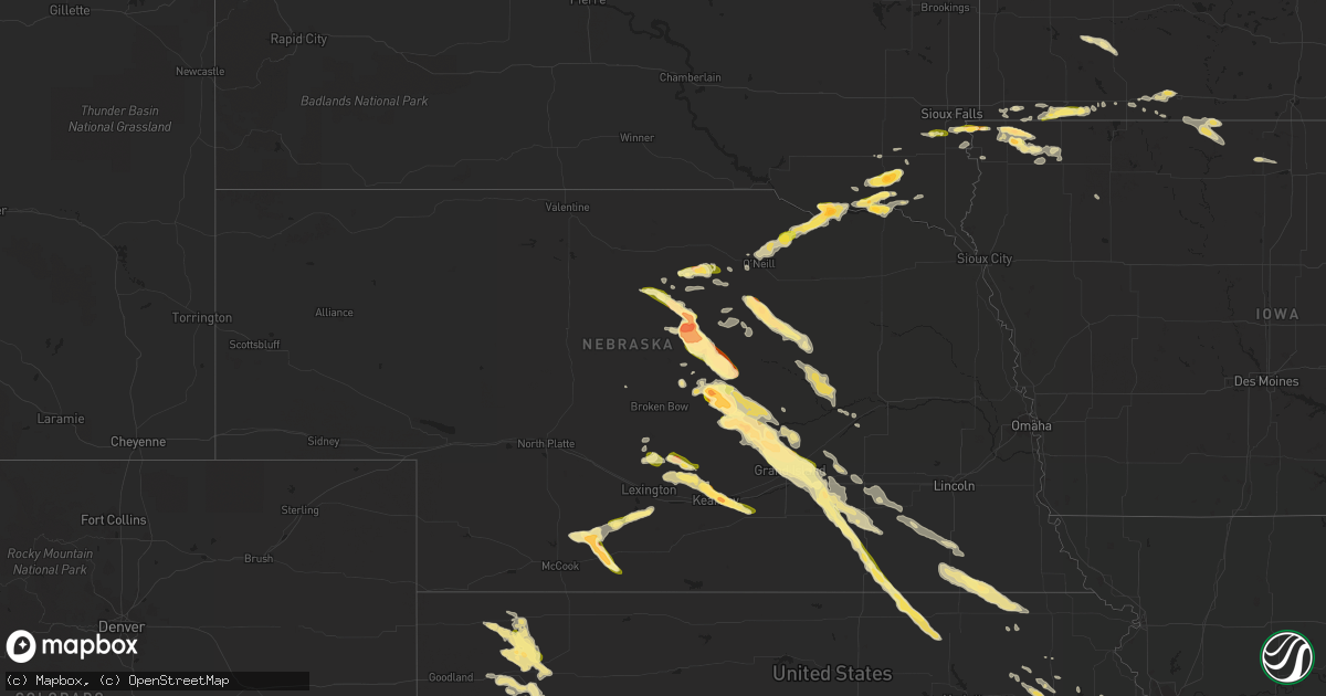 Hail map in Nebraska on September 9, 2015