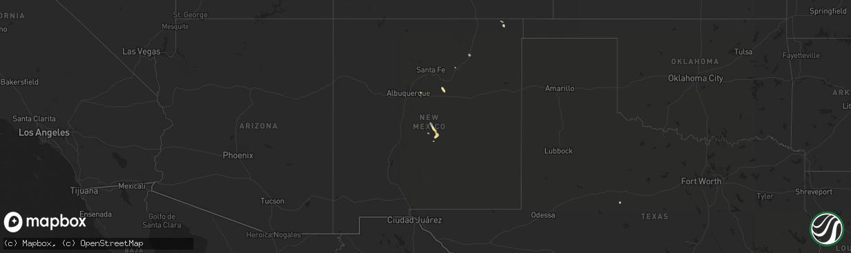 Hail map in New Mexico on September 9, 2015