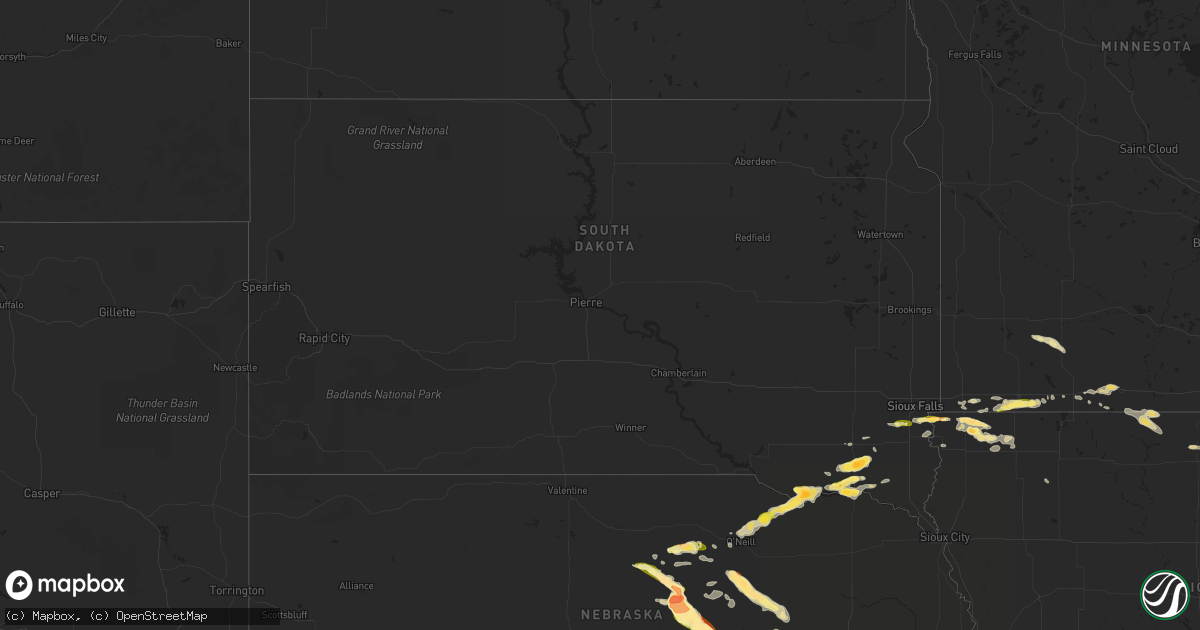 Hail map in South Dakota on September 9, 2015