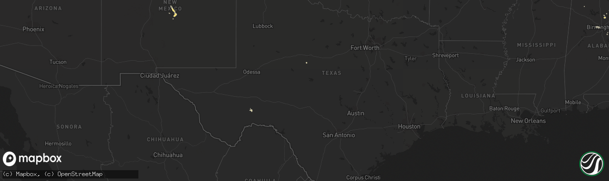 Hail map in Texas on September 9, 2015