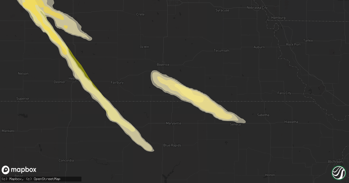 Hail map in Wymore, NE on September 9, 2015