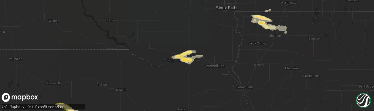 Hail map in Yankton, SD on September 9, 2015