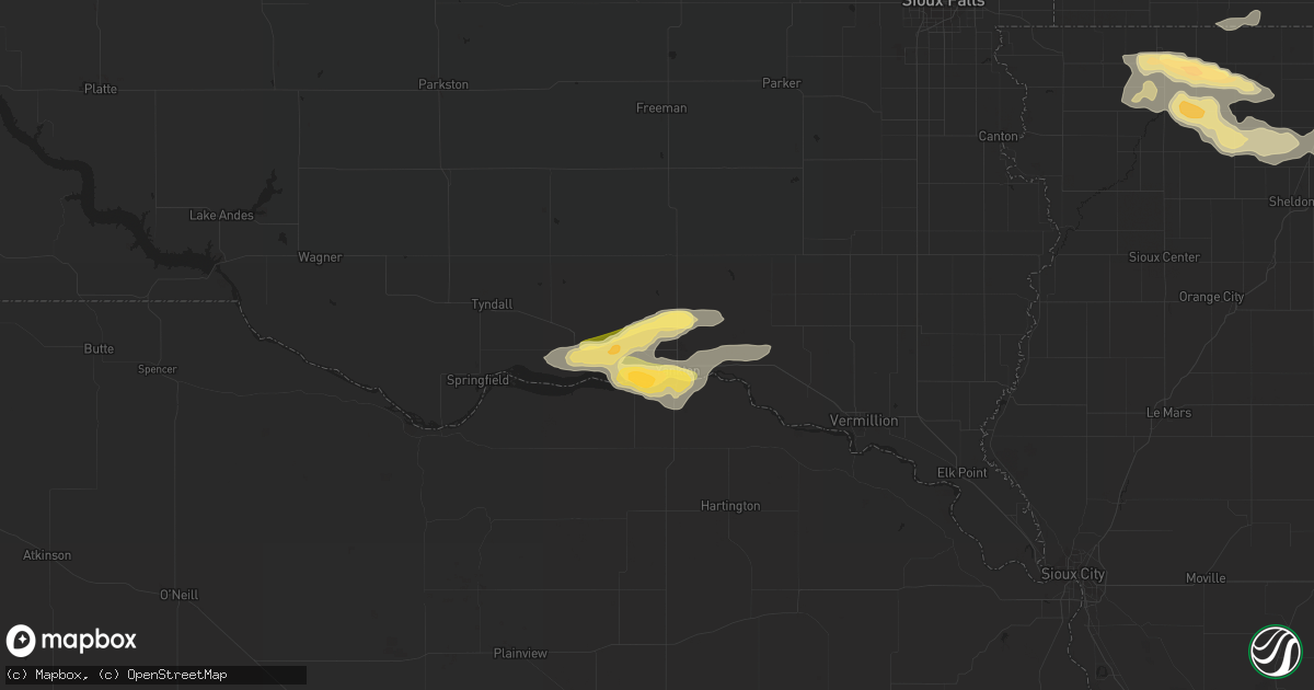 Hail map in Yankton, SD on September 9, 2015