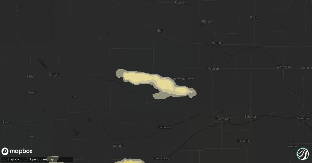 Hail map in Albion, NE on September 9, 2016