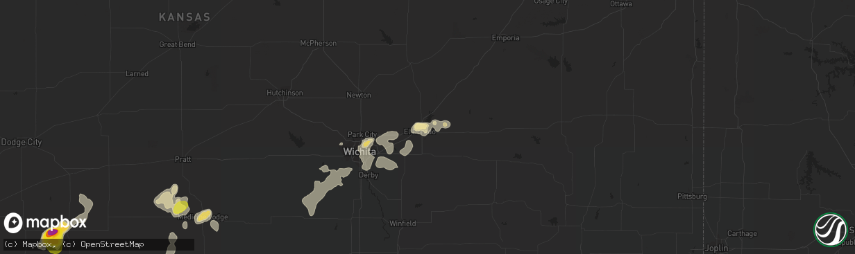 Hail map in El Dorado, KS on September 9, 2016