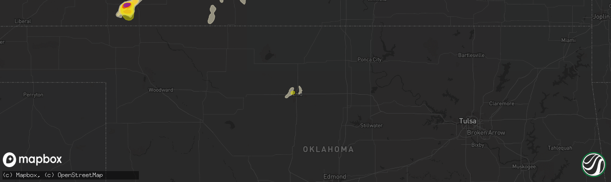 Hail map in Enid, OK on September 9, 2016