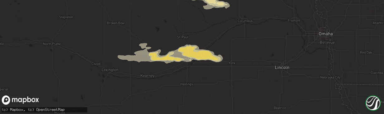 Hail map in Grand Island, NE on September 9, 2016