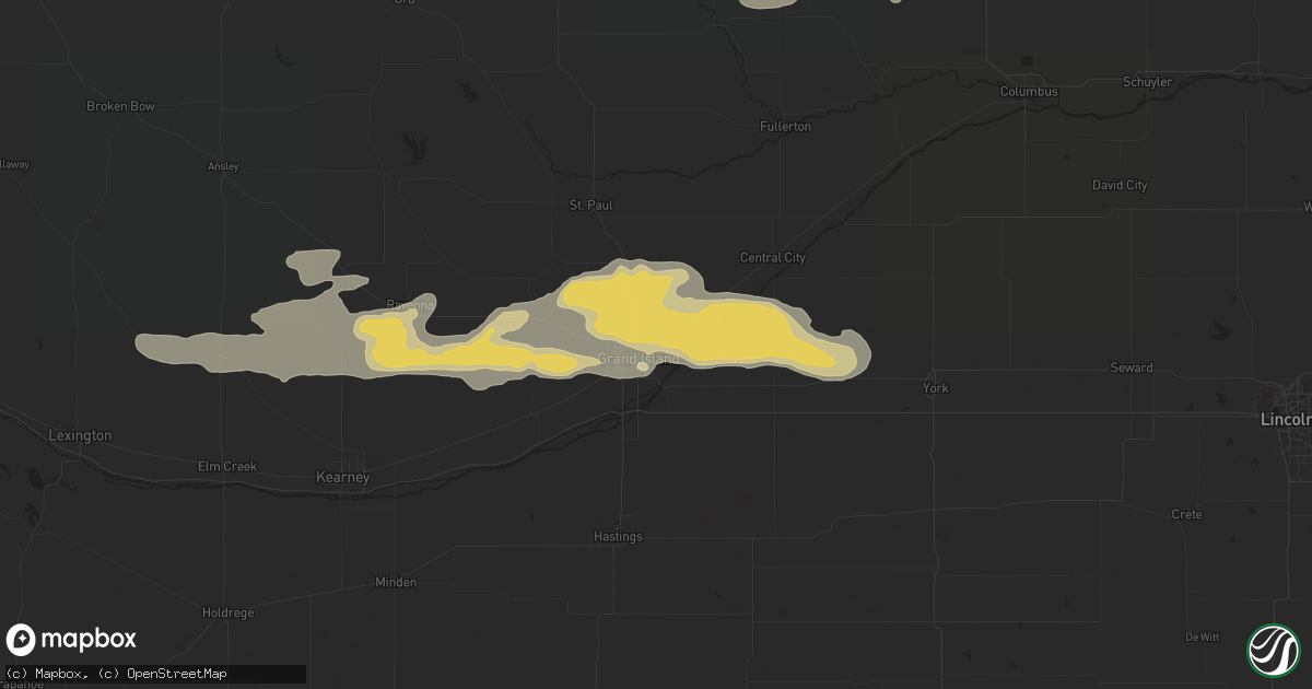 Hail map in Grand Island, NE on September 9, 2016