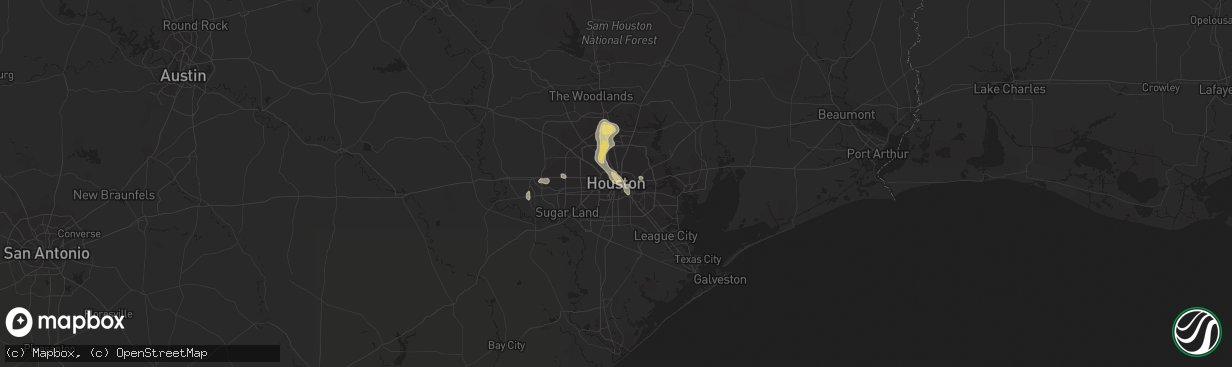 Hail map in Houston, TX on September 9, 2016