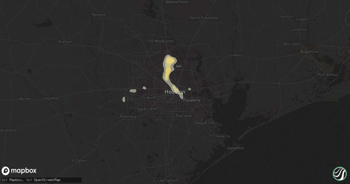 Hail map in Houston, TX on September 9, 2016