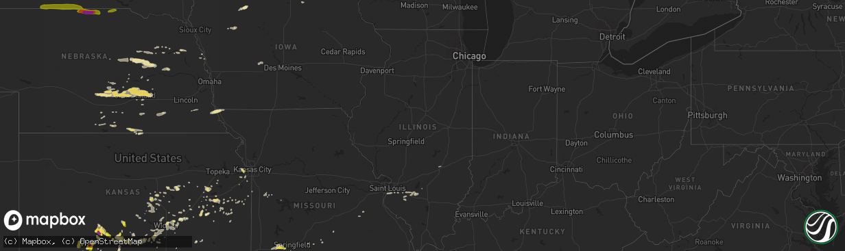 Hail map in Illinois on September 9, 2016