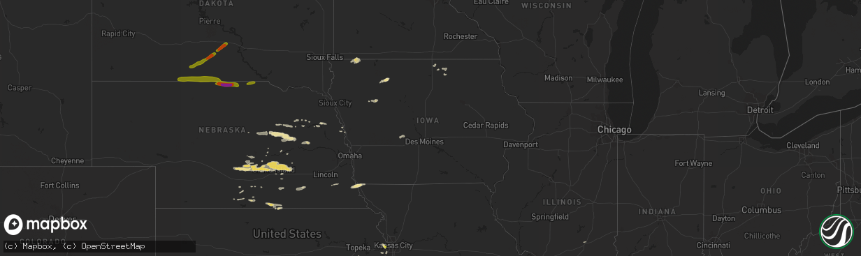 Hail map in Iowa on September 9, 2016