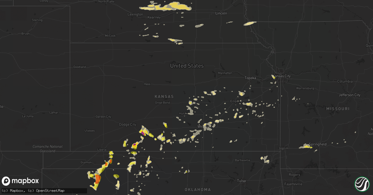 Hail map in Kansas on September 9, 2016