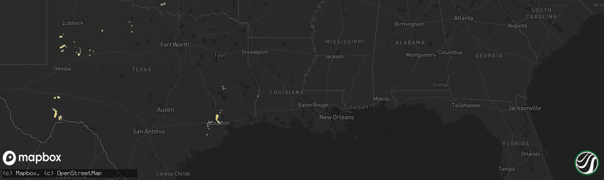 Hail map in Louisiana on September 9, 2016