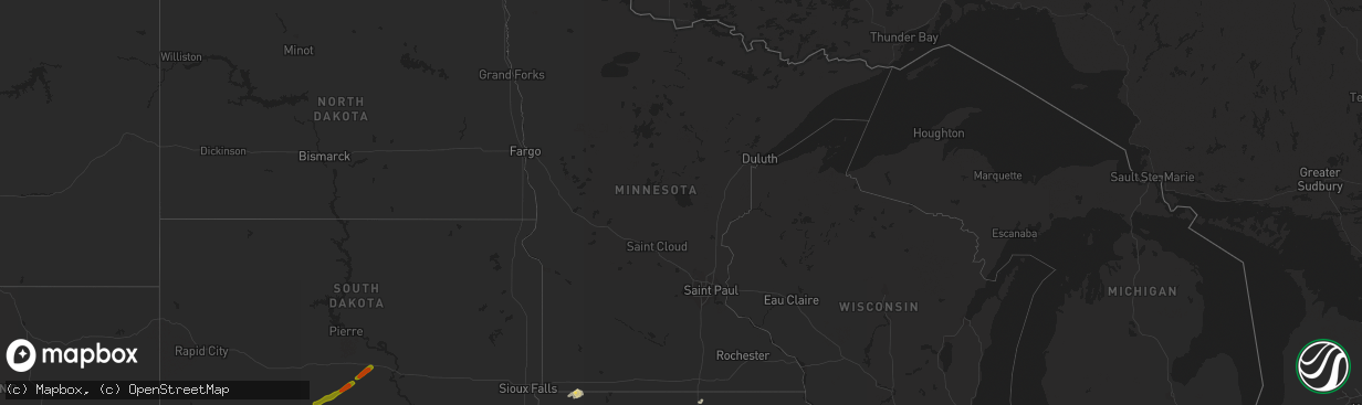 Hail map in Minnesota on September 9, 2016