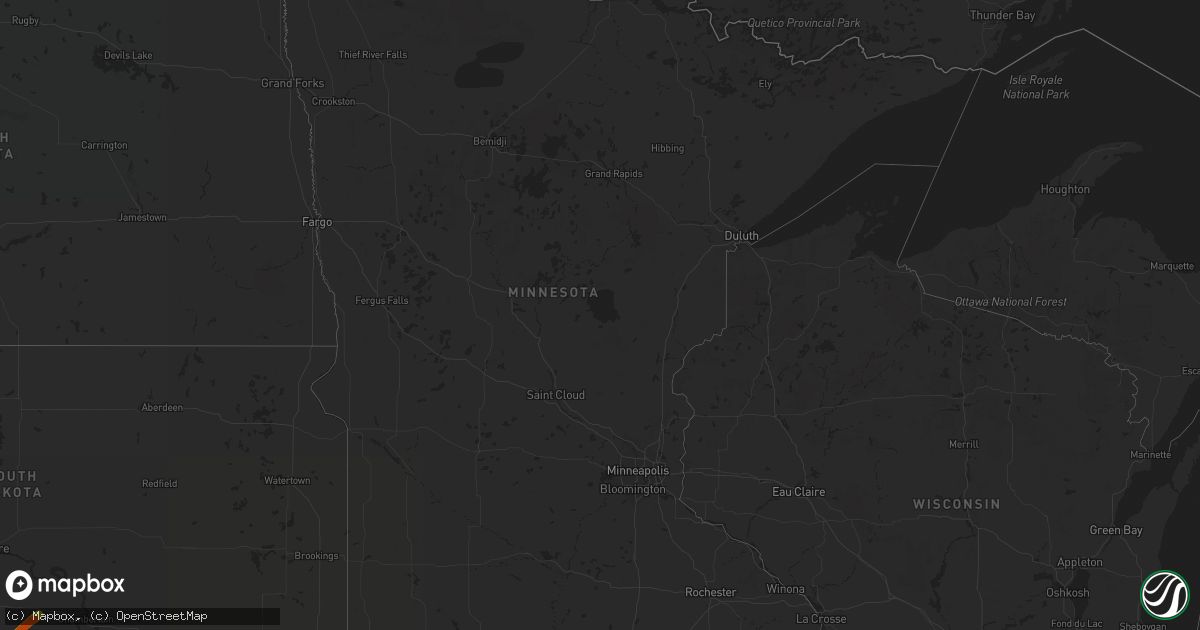 Hail map in Minnesota on September 9, 2016