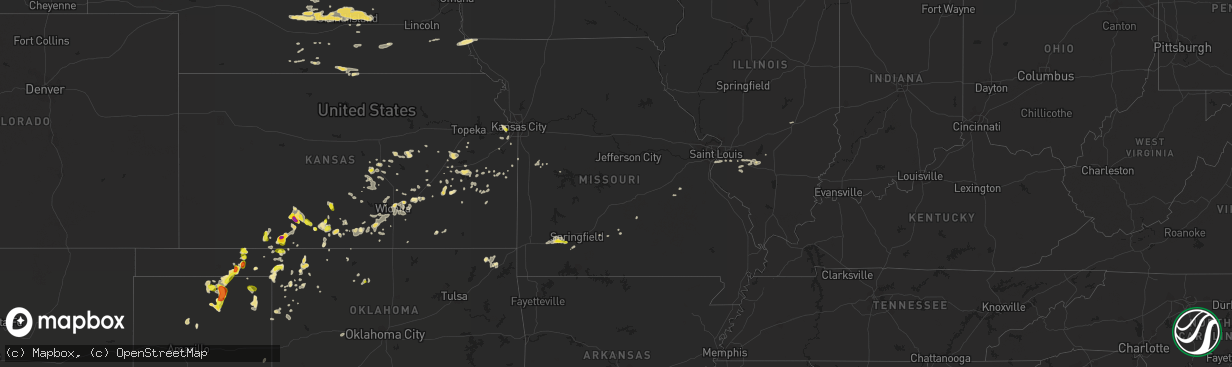 Hail map in Missouri on September 9, 2016