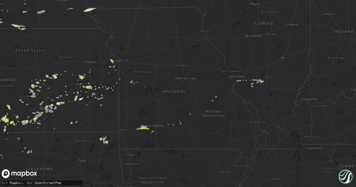 Hail map in Missouri on September 9, 2016