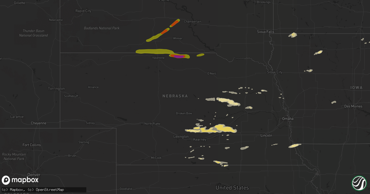 Hail map in Nebraska on September 9, 2016