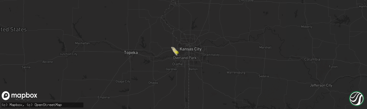 Hail map in Shawnee, KS on September 9, 2016