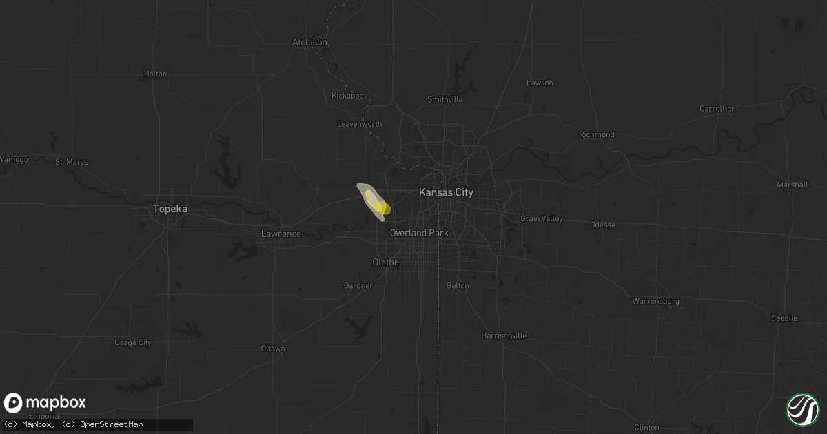 Hail map in Shawnee, KS on September 9, 2016