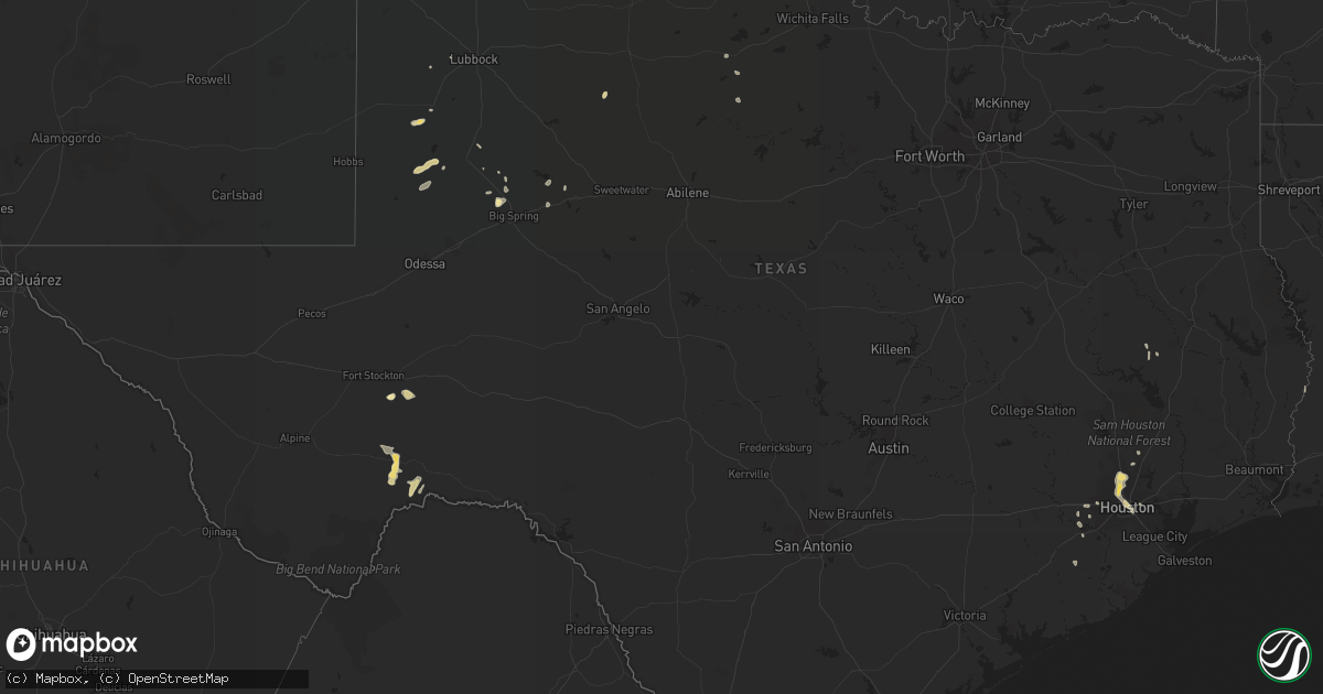 Hail map in Texas on September 9, 2016