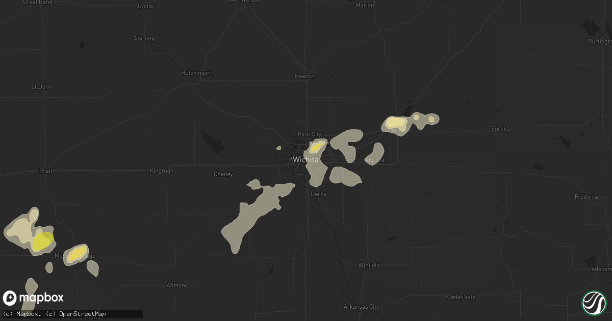 Hail map in Wichita, KS on September 9, 2016