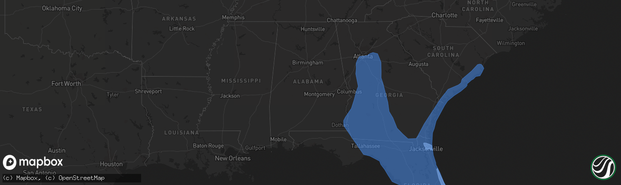 Hail map in Alabama on September 9, 2017