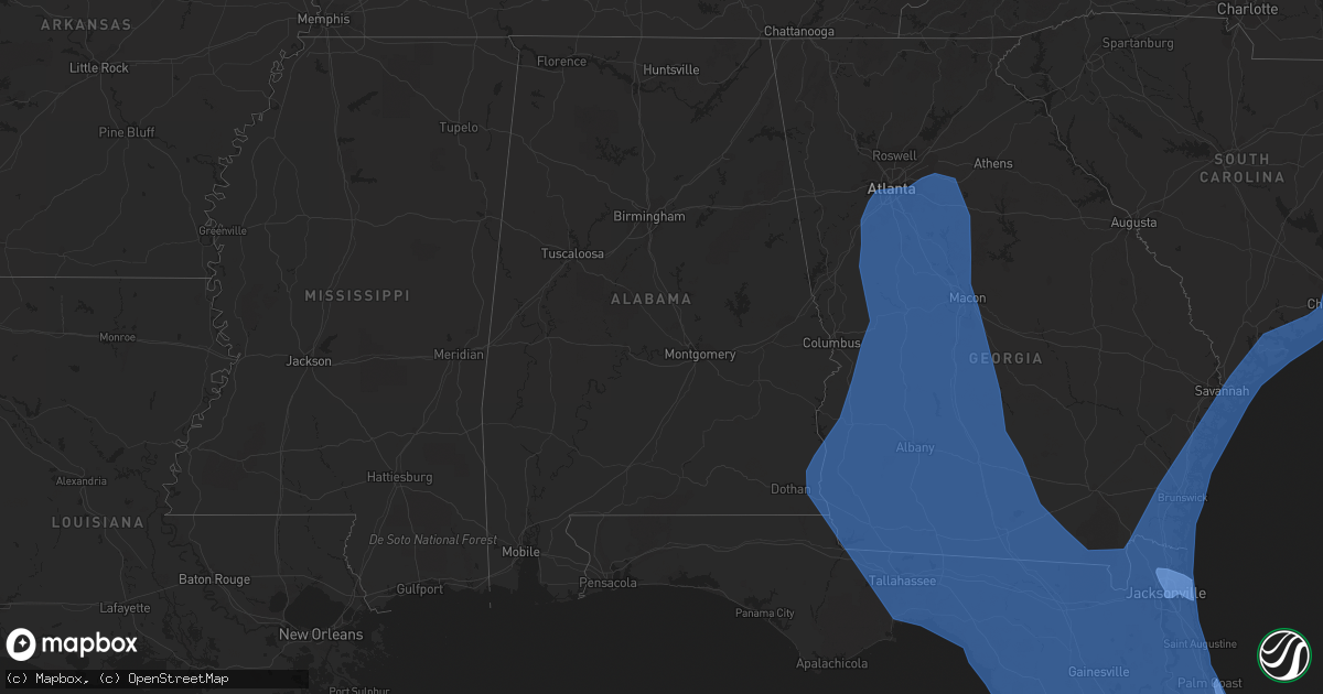 Hail map in Alabama on September 9, 2017