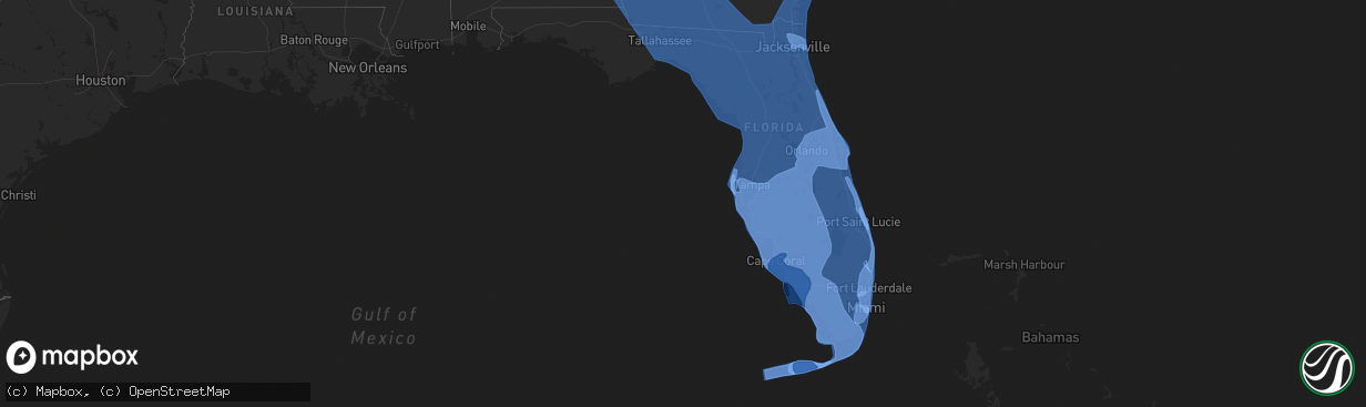 Hail map in Florida on September 9, 2017