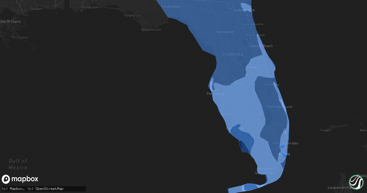 Hail map in Florida on September 9, 2017