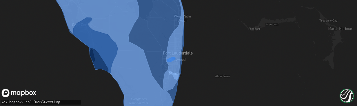 Hail map in Fort Lauderdale, FL on September 9, 2017