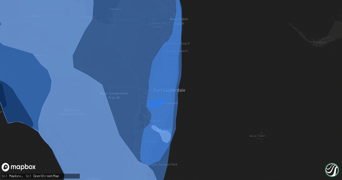 Hail map in Fort Lauderdale, FL on September 9, 2017
