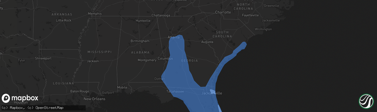 Hail map in Georgia on September 9, 2017