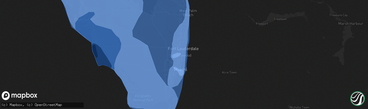 Hail map in Hollywood, FL on September 9, 2017