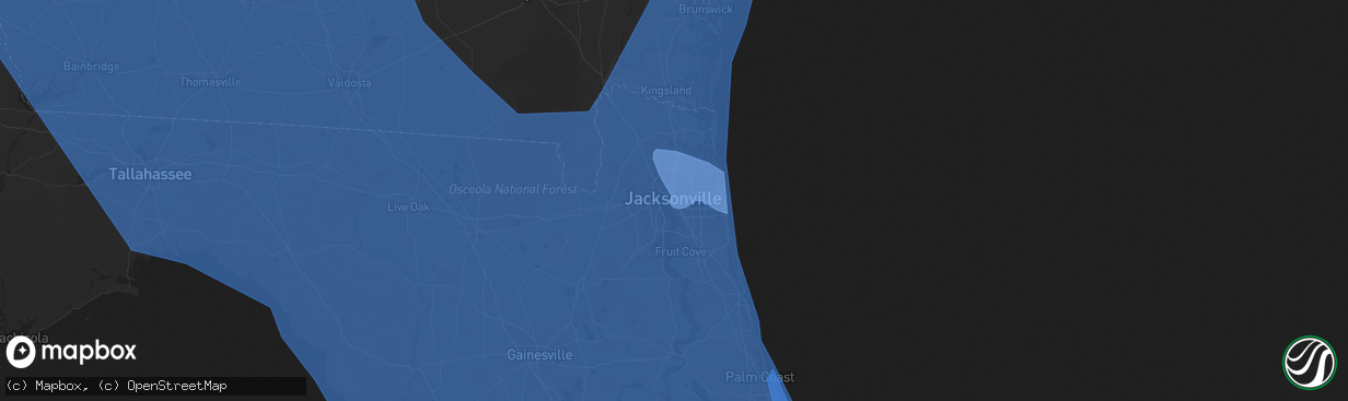 Hail map in Jacksonville, FL on September 9, 2017