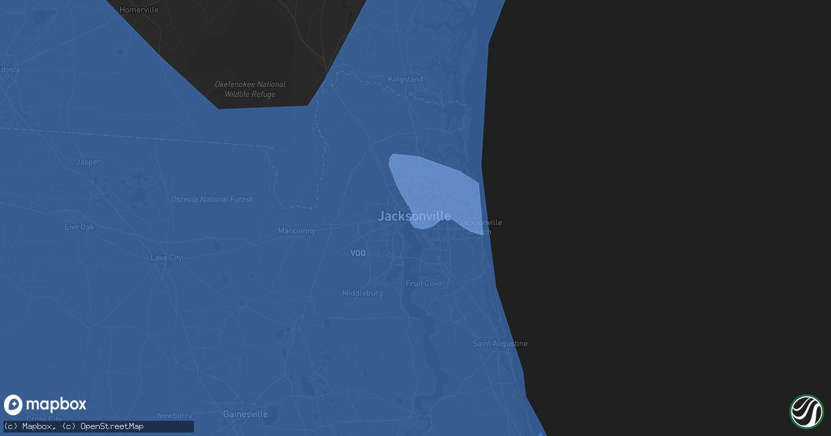 Hail map in Jacksonville, FL on September 9, 2017