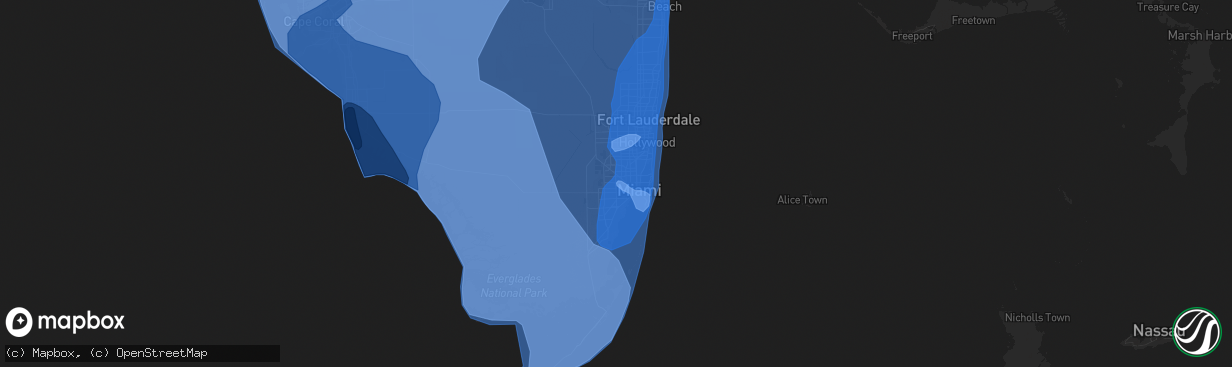 Hail map in Miami, FL on September 9, 2017