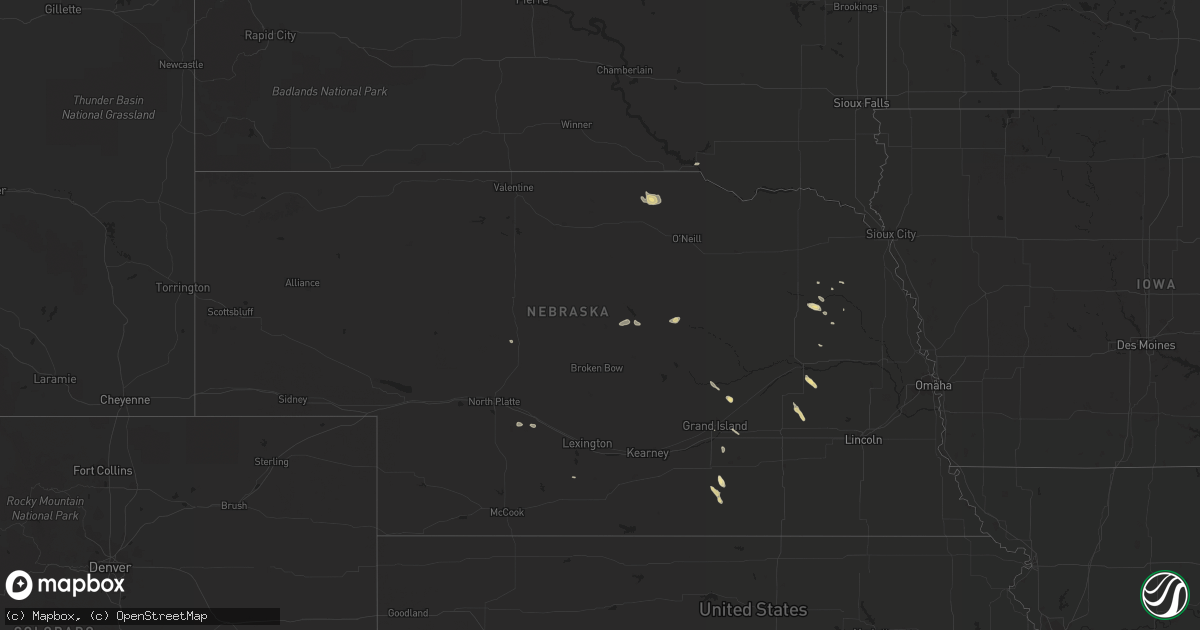 Hail map in Nebraska on September 9, 2017